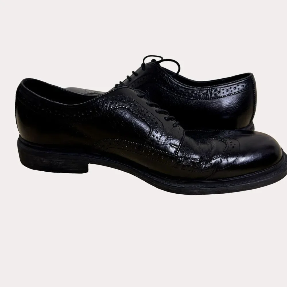 Aston Grey Fletcher Loafers WingTip Oxford Shoes Leather Black 12
